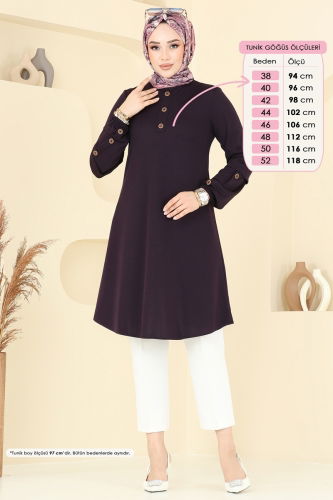 moda selvim Tunic 1799MH427 Damson - Thumbnail