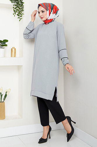 moda selvim بلوز رمادي 180BO1060-M - Thumbnail