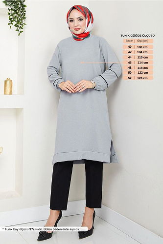 moda selvim بلوز رمادي 180BO1060-M - Thumbnail