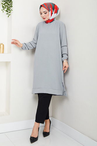 moda selvim بلوز رمادي 180BO1060-M - Thumbnail