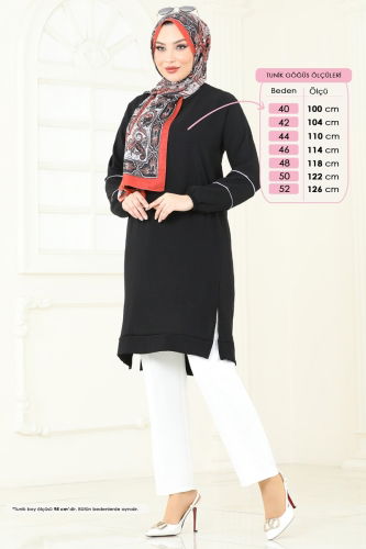 moda selvim Tunic 180BO429 Black - Thumbnail