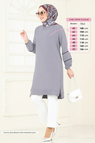 moda selvim Tunic 180BO429 Gray - Thumbnail