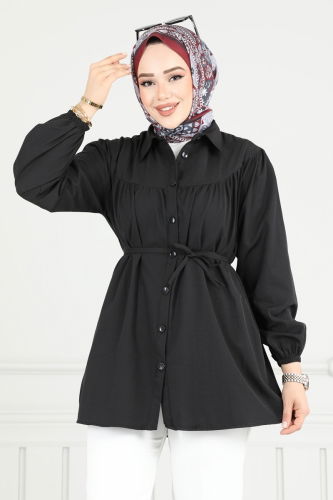 moda selvim Tunic 184ASN888 Black - Thumbnail