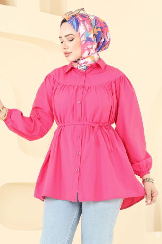 moda selvim بلوز فوشي 184ASN888 - Thumbnail