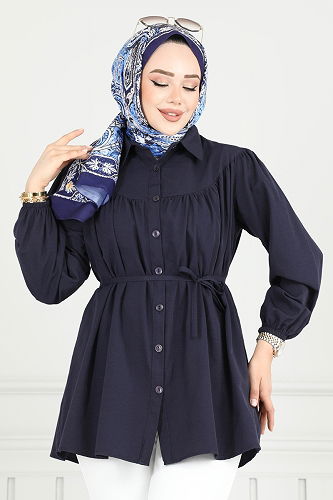 moda selvim بلوز كحلي 184ASN888 - Thumbnail