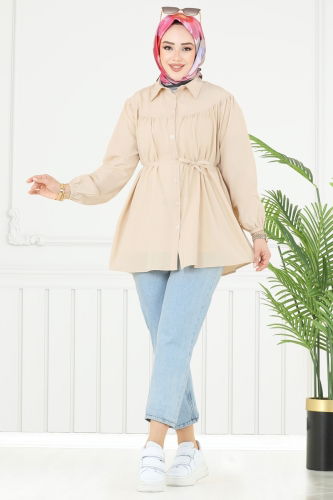 moda selvim Tunic 184ASN888 Stone - Thumbnail
