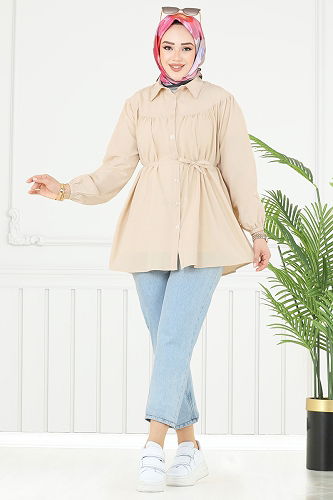 moda selvim بلوز بيج 184ASN888 - Thumbnail