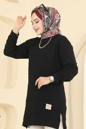 moda selvim بلوز أسود 185BO429 - Thumbnail