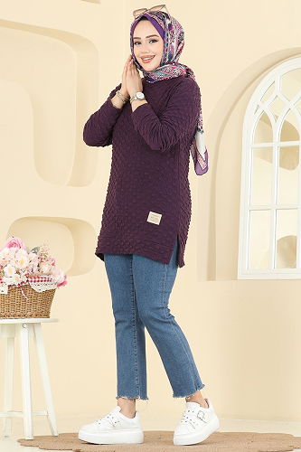 moda selvim Tunic 185BO429 Damson - Thumbnail
