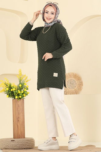 moda selvim Tunic 185BO429 Khaki - Thumbnail
