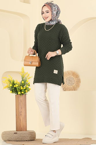 moda selvim Tunic 185BO429 Khaki - Thumbnail