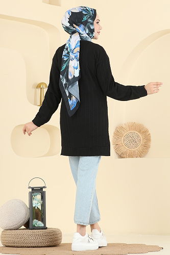 moda selvim Tunic 190BO429 Black - Thumbnail