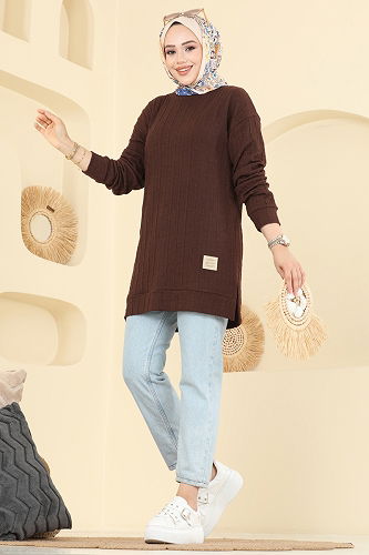 moda selvim Tunic 190BO429 Brown - Thumbnail