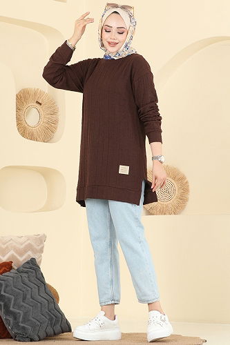 moda selvim Tunic 190BO429 Brown - Thumbnail