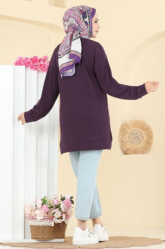moda selvim Tunic 190BO429 Damson - Thumbnail