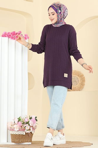 moda selvim Tunic 190BO429 Damson - Thumbnail
