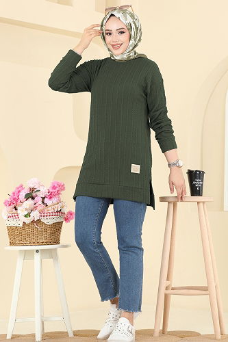 moda selvim Tunic 190BO429 Khaki - Thumbnail