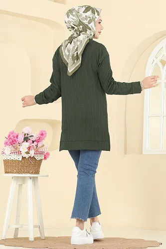 moda selvim بلوز اخضر عفني 190BO429 - Thumbnail