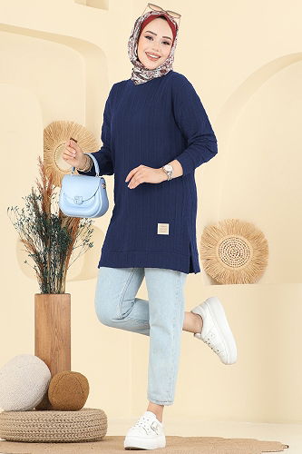 moda selvim Tunic 190BO429 Navy Blue - Thumbnail