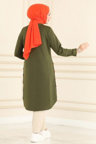 moda selvim Tunic 19123FON792 Khaki - Thumbnail