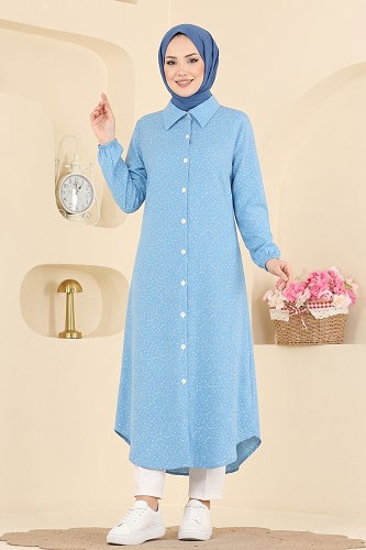 moda selvim بلوز أزرق 194NZRK1200 - Thumbnail
