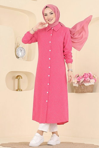 moda selvim Tunic 194NZRK1200 Dark Pink - Thumbnail