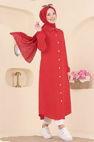 moda selvim Tunic 194NZRK1200 Red - Thumbnail