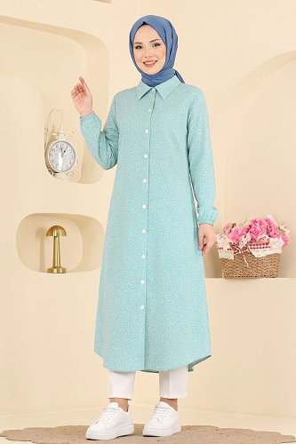 moda selvim بلوز اخضر فاتح 194NZRK1200 - Thumbnail