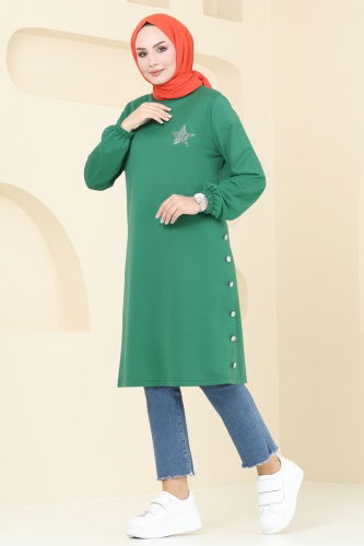 moda selvim Tunic 1956FON792 Benetton Green - Thumbnail