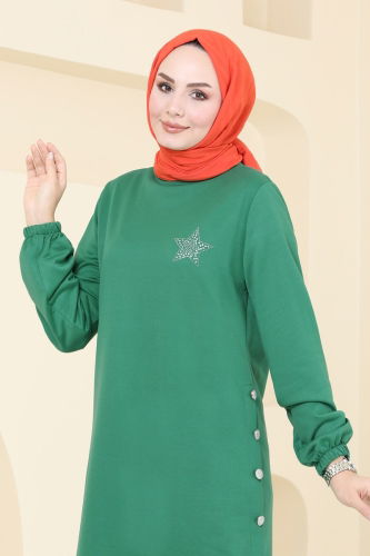 moda selvim Tunic 1956FON792 Benetton Green - Thumbnail