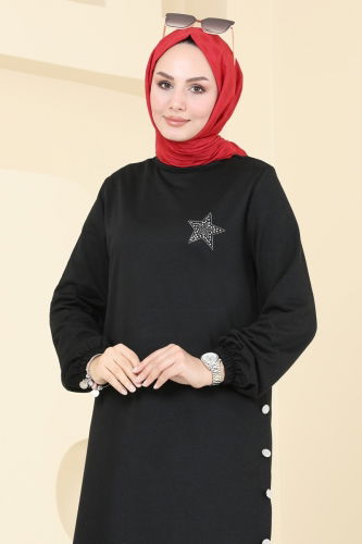 moda selvim Tunic 1956FON792 Black - Thumbnail