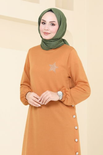 moda selvim Tunic 1956FON792 Dark Mustard - Thumbnail