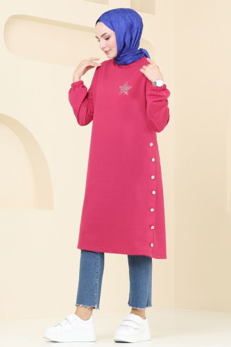 moda selvim Tunic 1956FON792 Fuchsia - Thumbnail