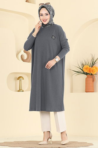 moda selvim Tunic 195BO429 Anthracite - Thumbnail