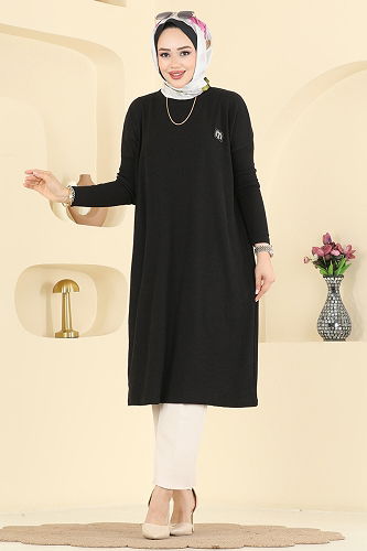 moda selvim Tunic 195BO429 Black - Thumbnail