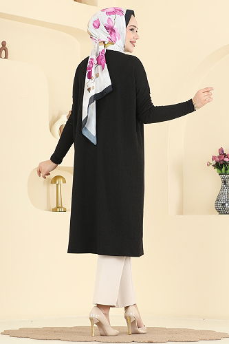 moda selvim Tunic 195BO429 Black - Thumbnail