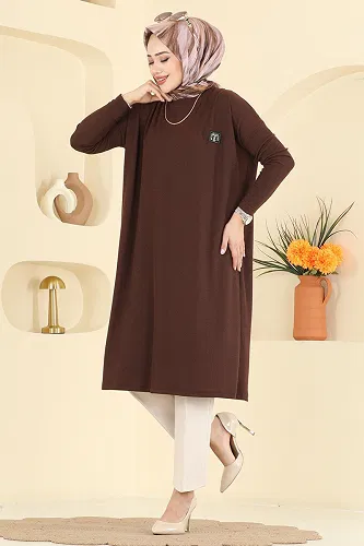 moda selvim Tunic 195BO429 Brown - Thumbnail