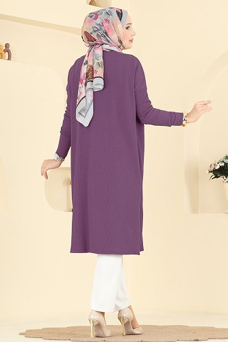 moda selvim Tunic 195BO429 Dark Lilac - Thumbnail