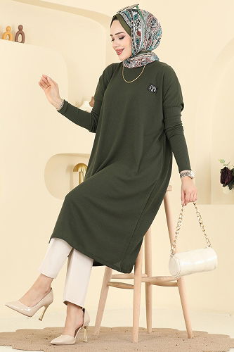 moda selvim Tunic 195BO429 Khaki - Thumbnail