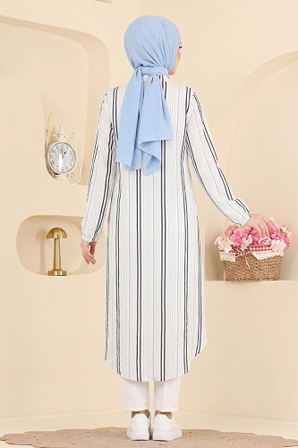 moda selvim Tunic 196NZRK1200 Baby Blue & Navy Blue - Thumbnail