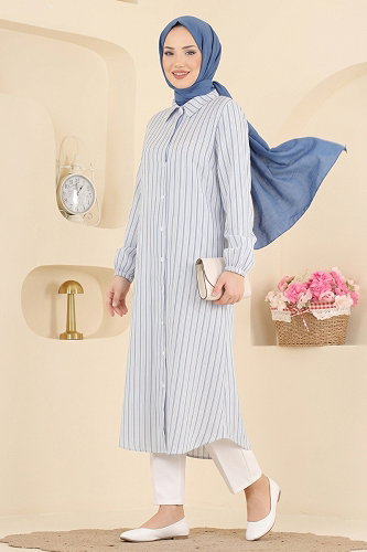 moda selvim Tunic 197NZRK1200 Saxe - Thumbnail