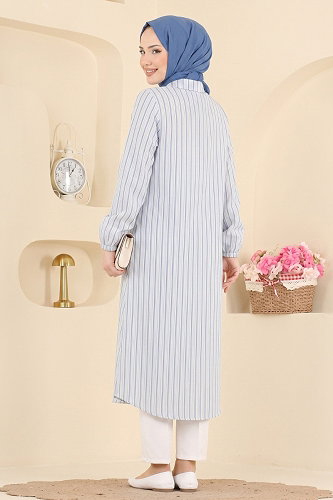 moda selvim بلوز نيلي 197NZRK1200 - Thumbnail