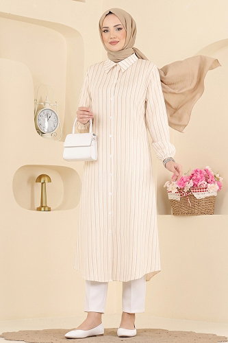 moda selvim بلوز بيج 197NZRK1200 - Thumbnail