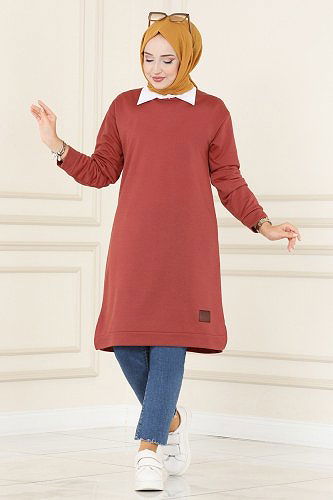 moda selvim Tunic 1983SBL832 Dark Dusty Rose - Thumbnail