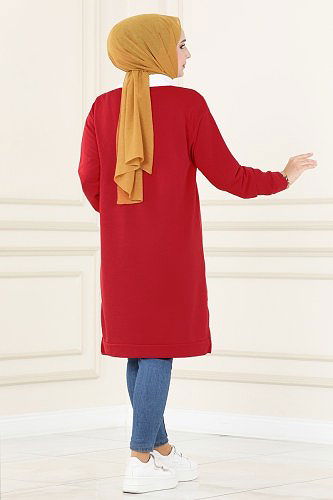 moda selvim Tunic 1983SBL832 Dark Red - Thumbnail
