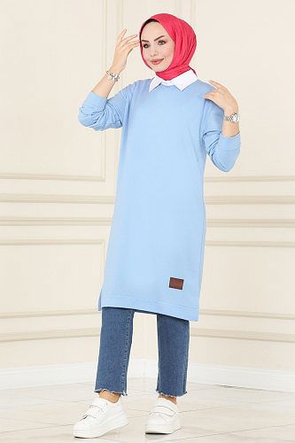 moda selvim Tunic 1983SBL832 Ice Blue - Thumbnail