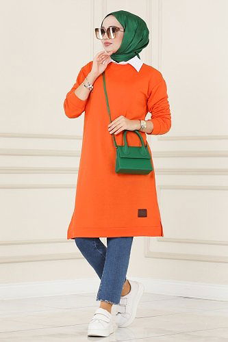 moda selvim Tunic 1983SBL832 Orange - Thumbnail