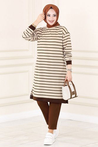 moda selvim Tunic 1988SBL832 Brown - Thumbnail