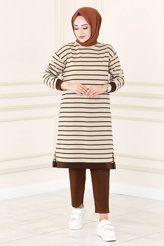 moda selvim Tunic 1988SBL832 Brown - Thumbnail