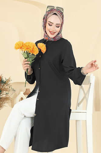 moda selvim Tunic 2001ERK1158 Black - Thumbnail
